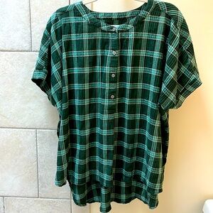 Loft cotton plaid popover top